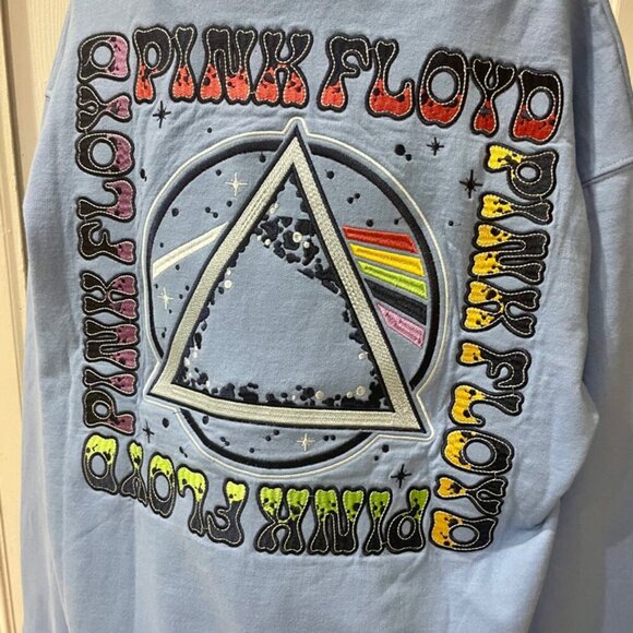 PINK FLOYD EMBROIDERED SWEATSHIRT ROCK PSYCHEDELIA 60’ PRISM RAINBOW BEAM Sz M - Picture 11 of 14